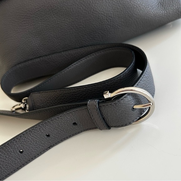 Salvatore Ferragamo Sofia Shoulder Bag Dark Gray Pebble Calfskin - Picture 10 of 16